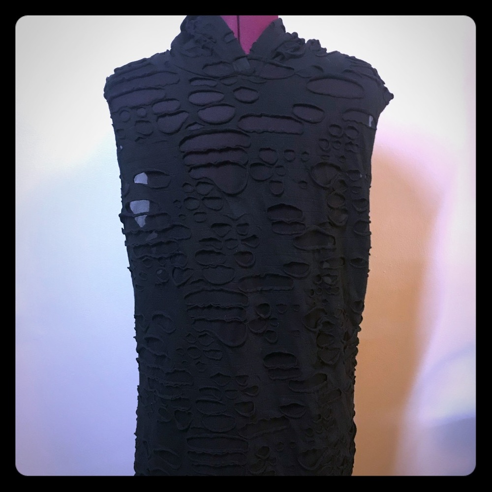 Men’s cyberpunk decayed sleeveless hoodie